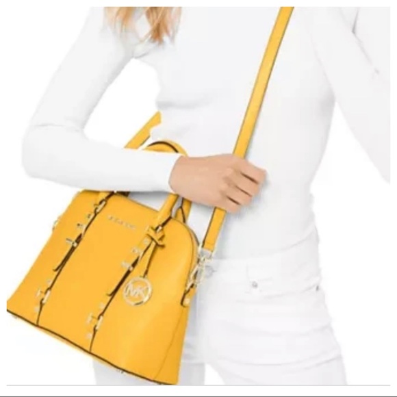 SOLD Michael Kors Sunflower Bedford Legacy Med Dome & Jet Set Sunflower Wallet - Picture 8 of 16